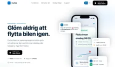 Curbie-appen visar parkeringsstatus med grön markering “Lagligt parkerad” och nedräkning till nästa städdag